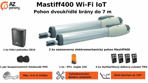 Mastiff400 Wi-Fi IoT - pohon dvoukřídlé brány do 7 m
